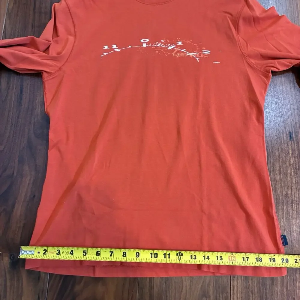 Vintage Banana Republic Men’s T-Shirt Long Sleeve Clock Print Orange Size M